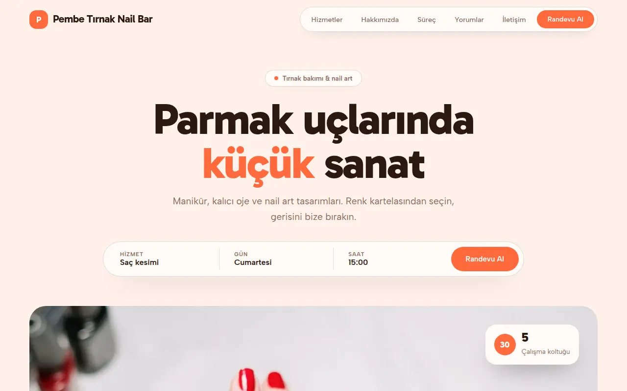 Kadın Kuaförü Web Sitesi — Pembe Tırnak Nail Bar